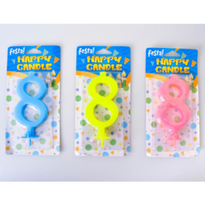 Happy candle svećica fluo miks broj 8 710103 - Slika 1
