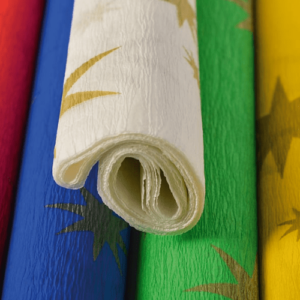 Jolly Star Crepe Paper krep papir bela sa zlatnim zvezdama 50x200cm 135670 - Slika 2