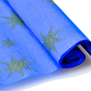 Jolly Star Crepe Paper krep papir plava sa zlatnim zvezdama 50x200cm 135673 - Slika 1
