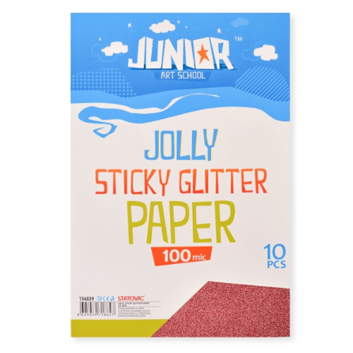 Papir glitter samolepljivi crvena a4 100mik 10k jolly sticky 136029