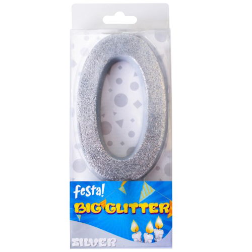 Big gliter svećica silver broj 0 710150
