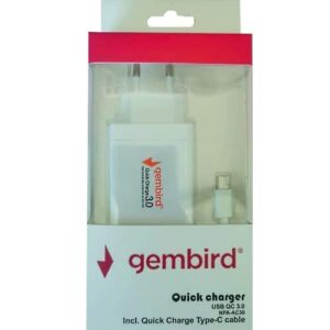 Brzi kućni punjač+Type C USB kabl Gembird NPA-AC36 QC3.0 - Slika 2
