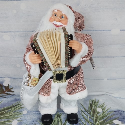Deda Mraz sa harmonikom 60cm roze šljokice 74960 bubalica