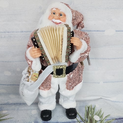 Deda Mraz sa harmonikom 60cm roze šljokice 74960 bubalica