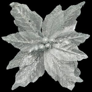 Cvet novogodišnji srebrni 25cm 30325