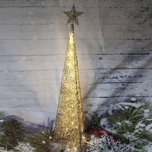 Jelka zlatna 3D svetleća novogodišnja 150cm