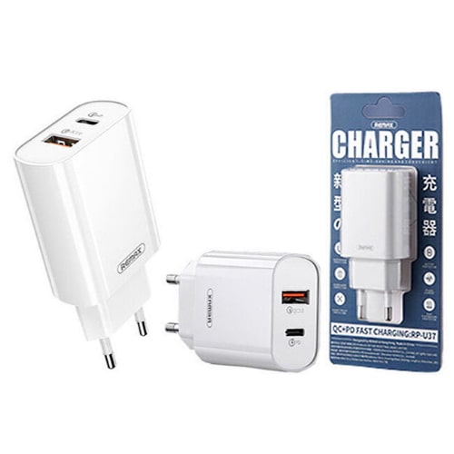 Strujni punjač za mobilni Remax RP-U37 3.0 sa PD Fast Charger 18W beli 645 bubalica Punjač za mobilni kućni Remax RP-U37 FAst Charger sa PD