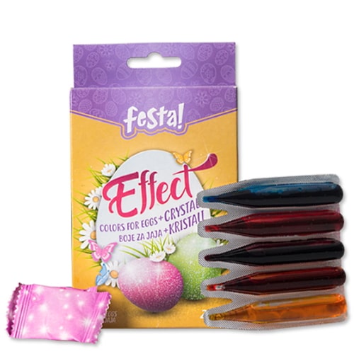 Boja za jaja uskršnja tečna sa kristalima 5+2k set Effect 730021