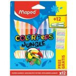 Flomasteri 12kom +12 nalepnica Maped Jungle M845435