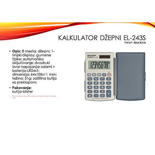 Kalkulator-Sharp-dzepni-8-mesta-sa-preklopom-EL-243S-beli-blister-bubalica digitron